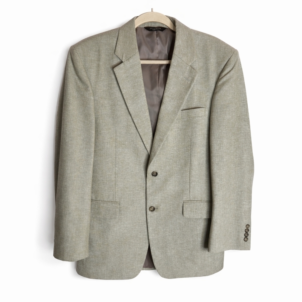 Jos A Bank Signature Collection Blazer 40R Linen Blend Sage Green Sport Coat Men